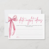 Blush Roze Bow Vrijgezellenfeest Datum Nacht Ideeë Kaart (Voorkant)