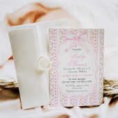 Blush Roze Bows Bloemen Elegant Meisje Baby shower Kaart