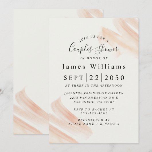 Blush Roze bridal Shower Invitation Kaart (Voorkant / Achterkant)