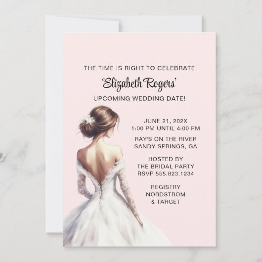 Blush Roze bridal Shower Invitation Kaart (Voorkant)