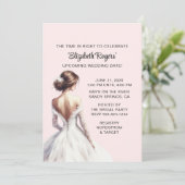 Blush Roze bridal Shower Invitation Kaart (Staand voorkant)