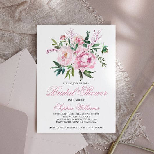 Blush Roze bridal Shower Invitation Kaart