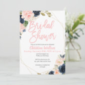 Blush roze bridale douchevertoningen kaart (Staand voorkant)