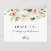 Blush roze bridesmaïde bruinkool bedankt je credit uitnodiging briefkaart (Voorkant)