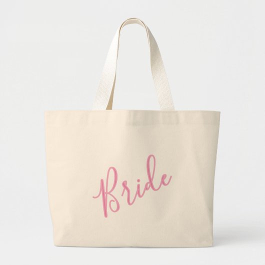 Blush Roze Bruid Canvas tas-huwelijkscadeau Grote Tote Bag (Voorkant)