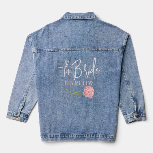 BLUSH ROZE BRUID DENIM JAS bruiloft Denim Jacket (Achterkant)