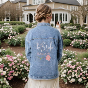 BLUSH ROZE BRUID DENIM JAS bruiloft Jacket