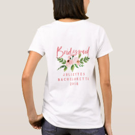 Blush roze bruidsmeisje floral waterverf T-shirt