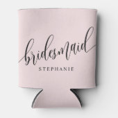 Blush Roze Bruidsmeisje Modern Script Blikjeskoeler (Voorkant)