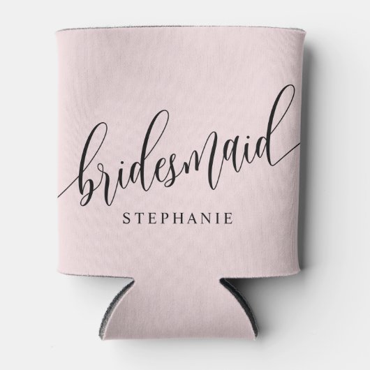 Blush Roze Bruidsmeisje Modern Script Blikjeskoeler (Voorkant)