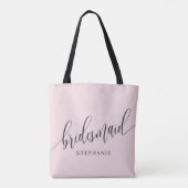 Blush Roze Bruidsmeisje Modern Script Tote Bag (Achterkant)