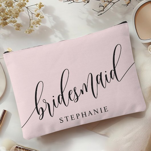 Blush roze bruidsmeisje moderne kalligrafie etui