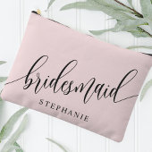 Blush roze bruidsmeisje moderne kalligrafie etui