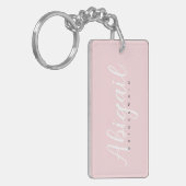 Blush Roze Bruidsmeisje Script Naam Bruids Party Sleutelhanger (Voorkant Links)