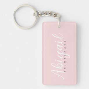 Blush Roze Bruidsmeisje Script Naam Bruids Party Sleutelhanger