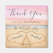 Blush Roze Bruiloft 2 Hart Zand Bruiloft gunst Magneet (Voorkant)