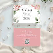 Blush roze bruiloft details Bloemen Informatiekaartje