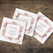 Blush roze bruiloft gepersonaliseerde bloem servet