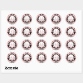 Blush Roze Bruiloft Initiaal Namen Datum Ronde Sticker (Vel)