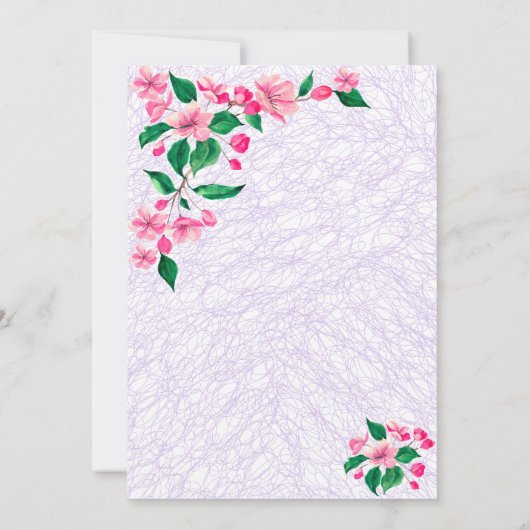 Blush roze bruiloft kaart (Achterkant)