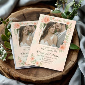 Blush Roze bruiloft met Bloemen Lijst & Foto Kaart