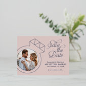 Blush roze bruiloft opslaan Datum aankondigingen (Staand Voorkant)