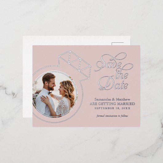 Blush roze bruiloft opslaan Datum aankondigingen (Voorkant / Achterkant)