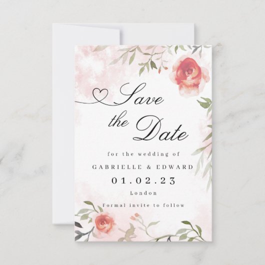 Blush roze bruiloft Opslaan Datum Save The Date (Voorkant)