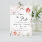 Blush roze bruiloft Opslaan Datum Save The Date (Staand voorkant)