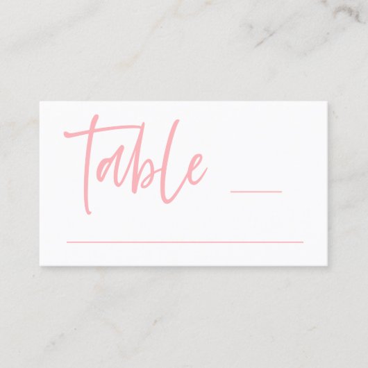 Blush Roze Bruiloft Plaats Kaart Visitekaartje (Voorkant)