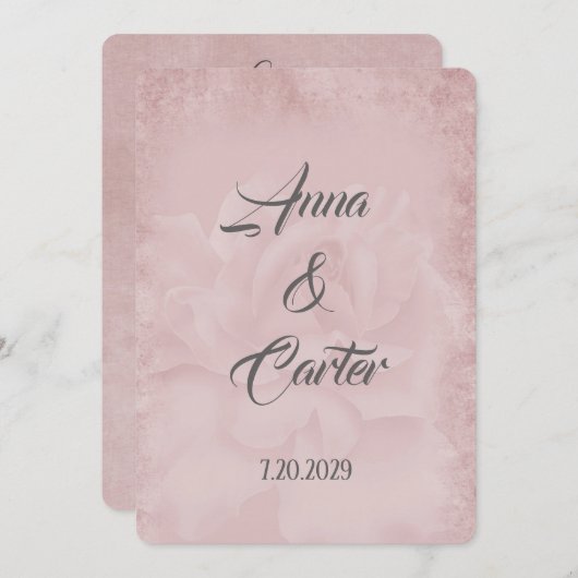 Blush roze bruiloft Roos achtergrond Kaart (Voorkant / Achterkant)
