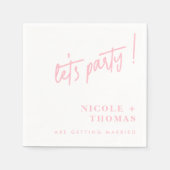 Blush roze bruiloft servetten - Laten we feesten! (Voorkant)