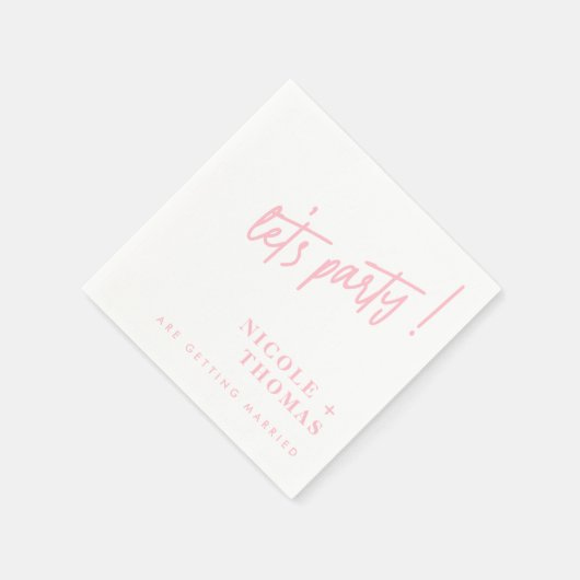 Blush roze bruiloft servetten - Laten we feesten! (Hoek)