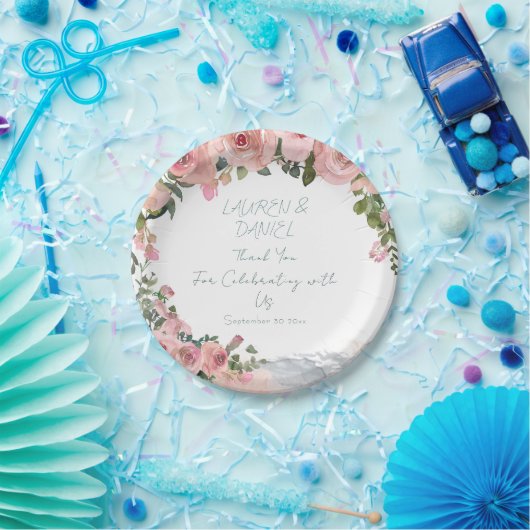 Blush Roze Bruiloft Thema Papier Borden Papieren Bordje (Feest)