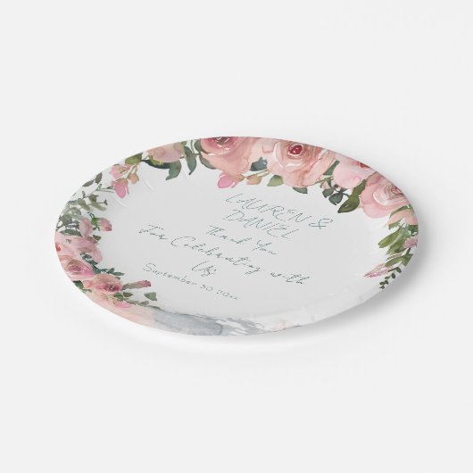 Blush Roze Bruiloft Thema Papier Borden Papieren Bordje (Gekanteld)