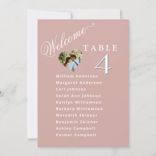 Blush roze bruiloft zitplan Kaarten Gastnamen (Voorkant)