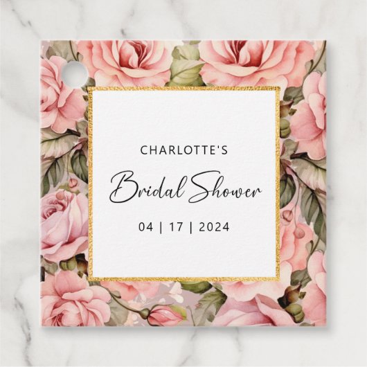 Blush Roze Bruiloftsshower Bedankjes Labels (Voorkant)
