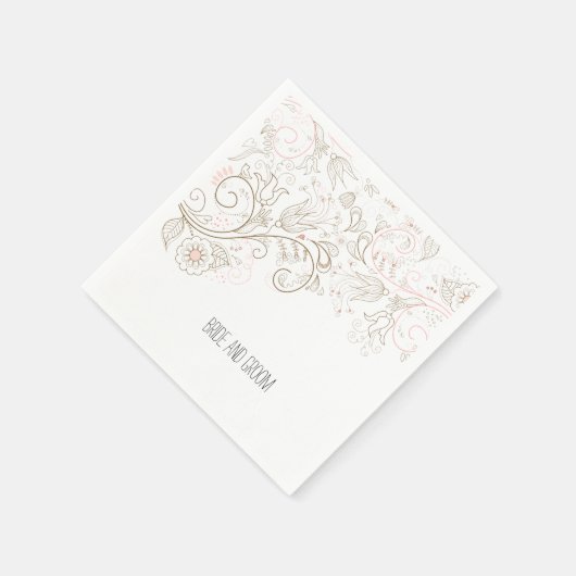 Blush Roze Bruin Bloemen Romantische Huwelijk Servetten (Hoek)
