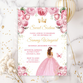 Blush Roze Bruin Haar Prinses Sweet Sixteen Kaart