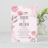 Blush roze bruin waterverf bloemen bruiloft kaart (Staand voorkant)