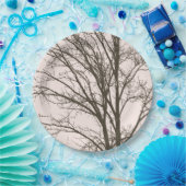 Blush roze bruine boom takken papieren bordje (Feest)