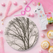 Blush roze bruine boom takken papieren bordje (Feest)