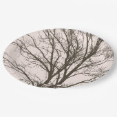 Blush roze bruine boom takken papieren bordje (Gekanteld)