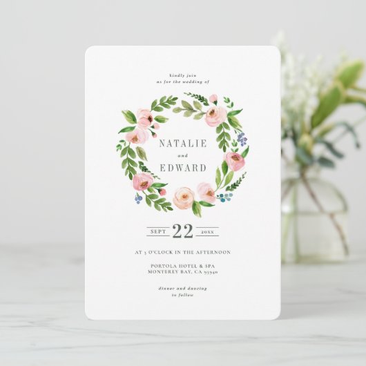 Blush roze bruine bruidebruidebruidebruin save the date (Staand voorkant)