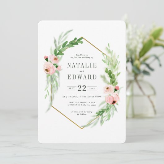 Blush roze bruine bruidebruidebruidebruin save the date (Staand voorkant)