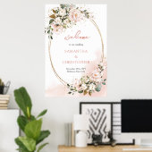 Blush roze bruine bruine goudglitter bruiloft poster (Thuiskantoor)