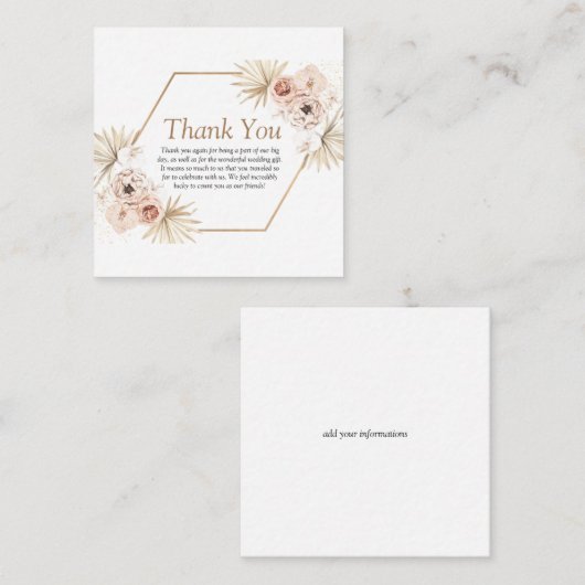 Blush roze bruine eucalyptus florale dank u en informatiekaartje (Voorkant / Achterkant)
