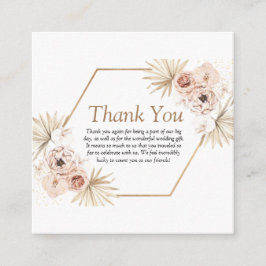 Blush roze bruine eucalyptus florale dank u en informatiekaartje