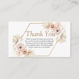 Blush roze bruine eucalyptus florale dank u en informatiekaartje