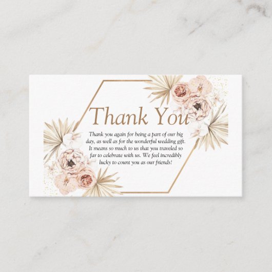 Blush roze bruine eucalyptus florale dank u en informatiekaartje (Voorkant)